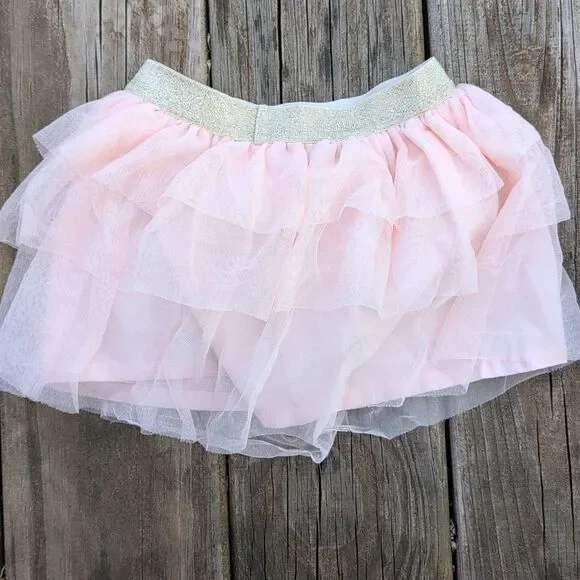 Carter's 18 Month Pink Ruffled Tutu With Gold Glitter Waist - Picture 3 of 3